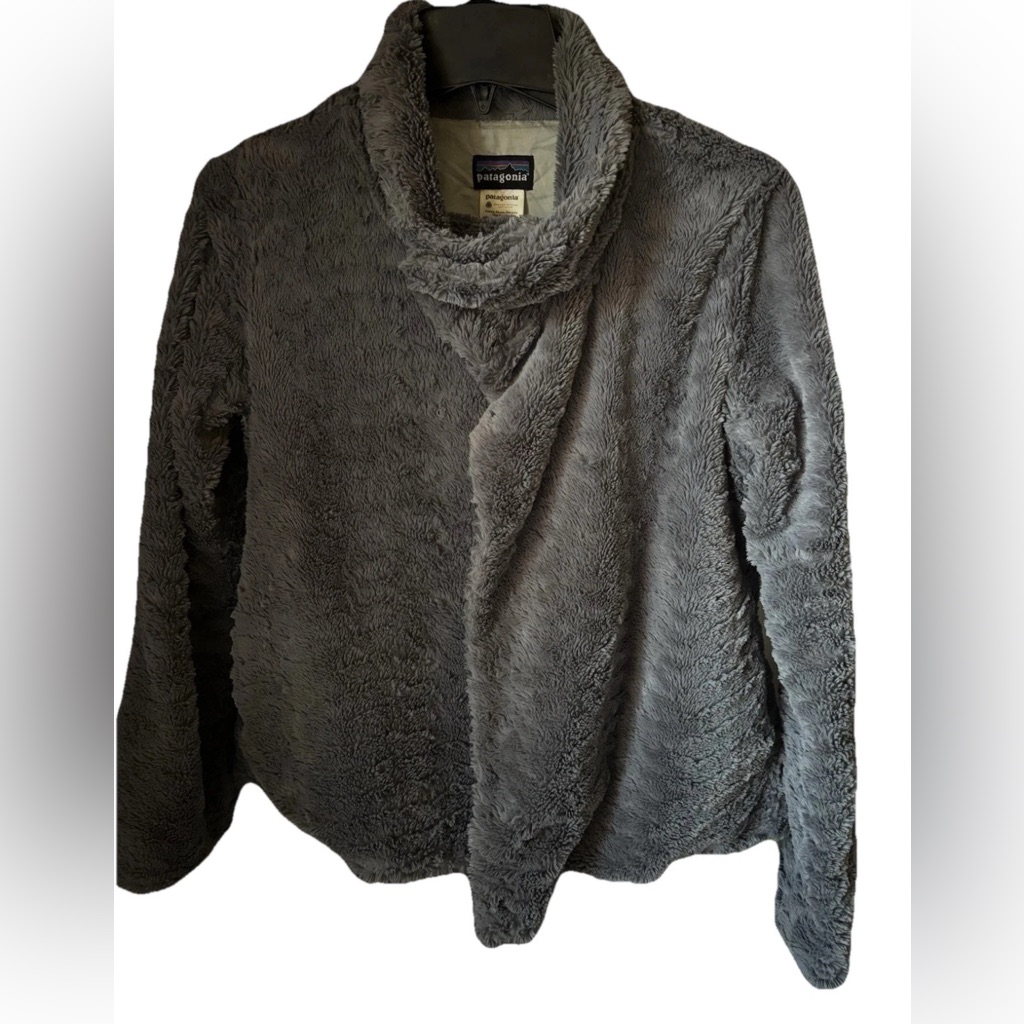 Patagonia Pelage Faux Fur Fleece, Full Zip & Snaps Grey Jacket, Women's Small